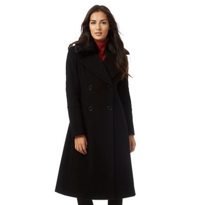 Black faux fur collar cashmerecoat